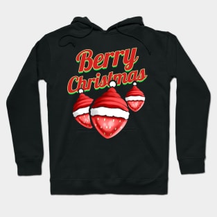 Strawberry With Santas Hat Celebrating Berry Merry Christmas Hoodie